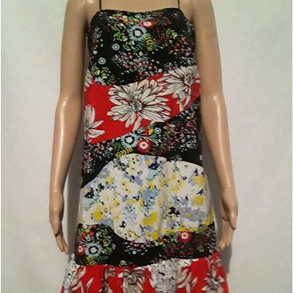 Nicole Miller New-York  Spaghetti Straps Floral Print  Lined  Dress SZ 8 - Picture 1 of 7
